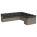 Set de sofás de jardín 10 pzas con cojines ratán sintético gris