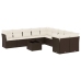 Set de sofás de jardín 11 pzas cojines ratán sintético marrón