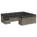 Set de sofás de jardín 11 pzas y cojines ratán sintético gris