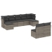 Set de muebles de jardín 9 pzas y cojines ratán sintético gris