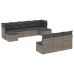 Set de sofás de jardín 10 pzas con cojines ratán sintético gris