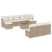 Set de sofás de jardín 11pzas con cojines ratán sintético beige