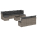 Set de sofás de jardín 11 pzas y cojines ratán sintético gris