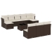 Set de sofás de jardín 11 pzas cojines ratán sintético marrón