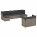 Set de muebles de jardín 9 pzas y cojines ratán sintético gris