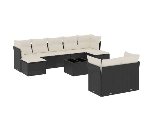 Set de sofás de jardín 10 pzas cojines ratán sintético negro