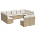 Set de sofás de jardín 11pzas con cojines ratán sintético beige