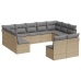 Set de sofás de jardín 11pzas con cojines ratán sintético beige