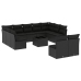 Set de sofás de jardín 12 piezas cojines ratán sintético negro