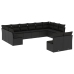 Set de sofás de jardín 12 piezas cojines ratán sintético negro