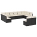 Set de sofás de jardín 12 piezas cojines ratán sintético negro