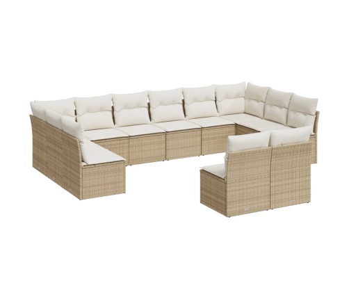 Set de sofás de jardín 12 pzas y cojines ratán sintético marrón