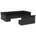 Set de sofás de jardín y cojines 13 pzas ratán sintético negro