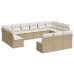 Set sofás de jardín con cojines 13 pzas ratán sintético beige
