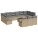 Set sofás de jardín 14 pzas con cojines ratán sintético beige