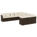 Set de sofás de jardín 11 pzas cojines ratán sintético marrón