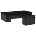 Set de sofás de jardín 12 piezas cojines ratán sintético negro
