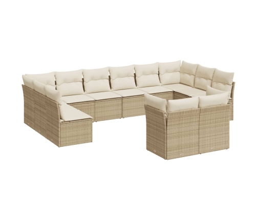 Set de sofás de jardín 12 pzas y cojines ratán sintético marrón