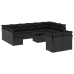 Set de sofás de jardín y cojines 13 pzas ratán sintético negro