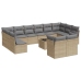 Set sofás de jardín con cojines 13 pzas ratán sintético beige