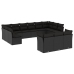 Set de sofás de jardín y cojines 13 pzas ratán sintético negro