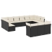 Set de sofás de jardín y cojines 13 pzas ratán sintético negro