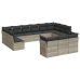 Set sofás de jardín con cojines 13 piezas ratán sintético gris