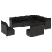 Set de sofás de jardín 12 piezas cojines ratán sintético negro
