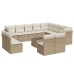 Set sofás de jardín con cojines 13 pzas ratán sintético beige