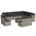 Set sofás de jardín con cojines 13 piezas ratán sintético gris