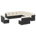 Set de sofás de jardín y cojines 13 pzas ratán sintético negro