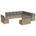 Set sofás de jardín con cojines 13 pzas ratán sintético beige