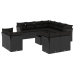 Set de sofás de jardín 12 piezas cojines ratán sintético negro