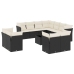 Set de sofás de jardín 12 piezas cojines ratán sintético negro