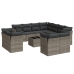 Set de sofás de jardín 12 pzas con cojines ratán sintético gris