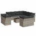 Set de sofás de jardín 12 pzas y cojines ratán sintético gris