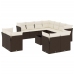 Set de sofás de jardín y cojines 12 pzas ratán sintético marrón