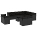 Set de sofás de jardín y cojines 13 pzas ratán sintético negro