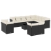 Set de sofás de jardín y cojines 13 pzas ratán sintético negro