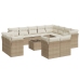 Set sofás de jardín con cojines 13 pzas ratán sintético beige