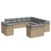Set sofás de jardín con cojines 13 pzas ratán sintético beige