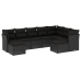 Set de sofás de jardín 8 piezas y cojines ratán sintético negro