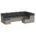 Set muebles jardín 9 pzas y cojines ratán sintético gris claro