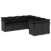 Set de sofás de jardín 8 piezas y cojines ratán sintético negro