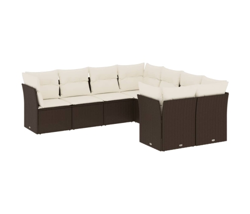 Set sofás de jardín 8 piezas y cojines ratán sintético marrón