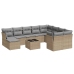 Set de sofás de jardín 11pzas con cojines ratán sintético beige