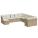 Set de sofás de jardín 11pzas con cojines ratán sintético beige