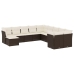 Set de sofás de jardín 11 pzas cojines ratán sintético marrón