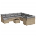 Set de sofás de jardín 12 pzas y cojines ratán sintético marrón