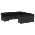Set de sofás de jardín 12 piezas cojines ratán sintético negro